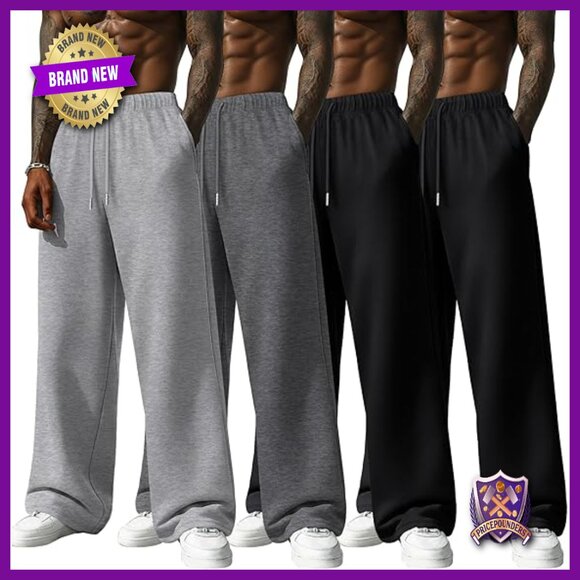 4 Pack Men's Sweatpants Lightweight Athletic Joggers with Pockets Drawstring